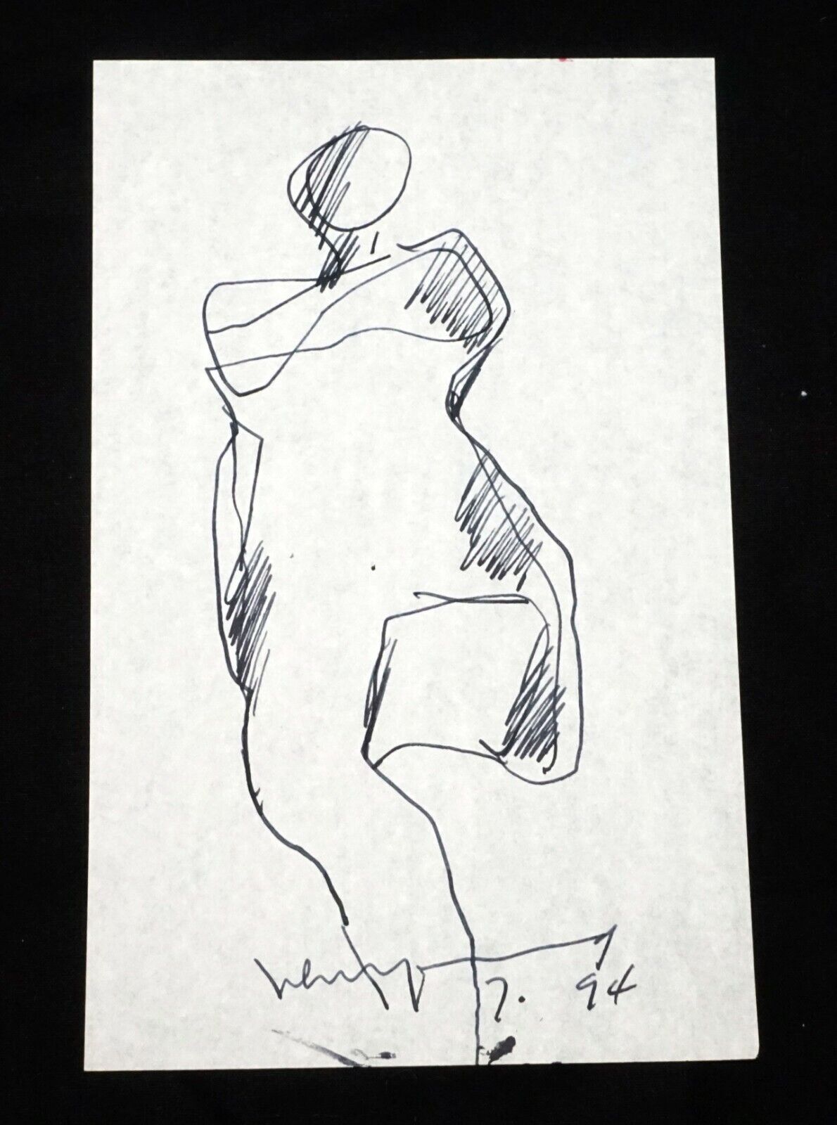 '94 Chinese Hawaii Abstract Drawing Figure by John Chin Young (1909-1997)(SaJ)20