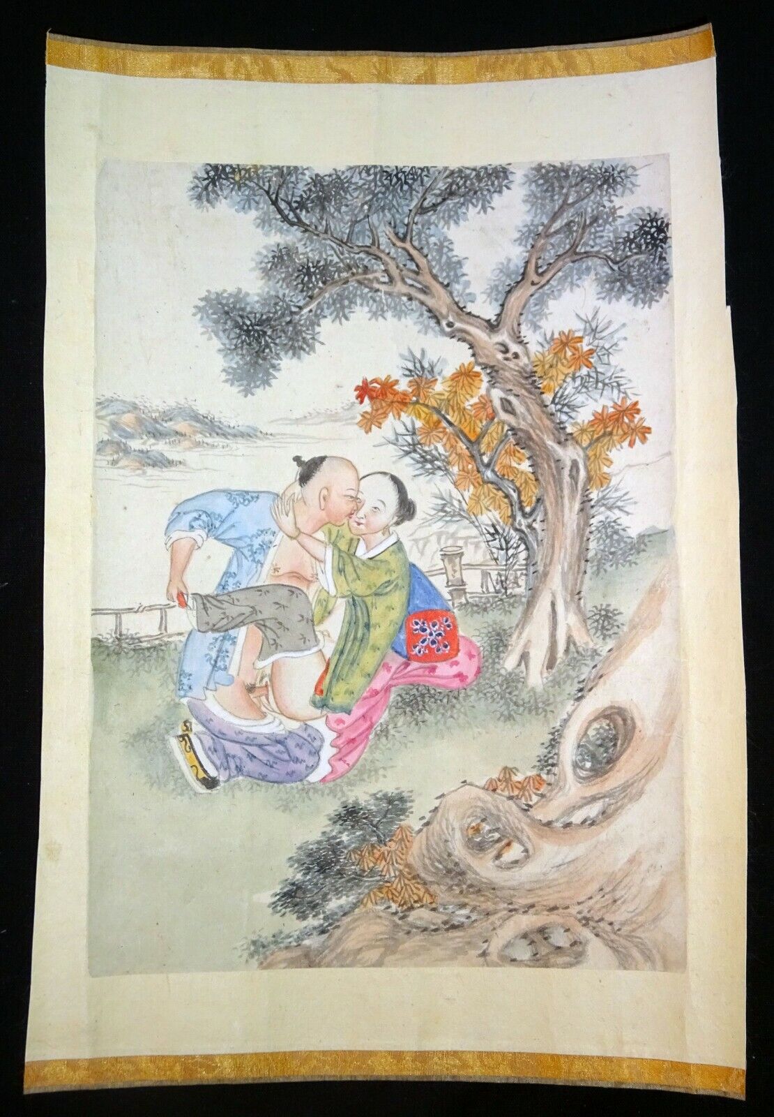 19C Chinese Erotic Pillow Color Paintings for Newly Married Couple (SoM)#4