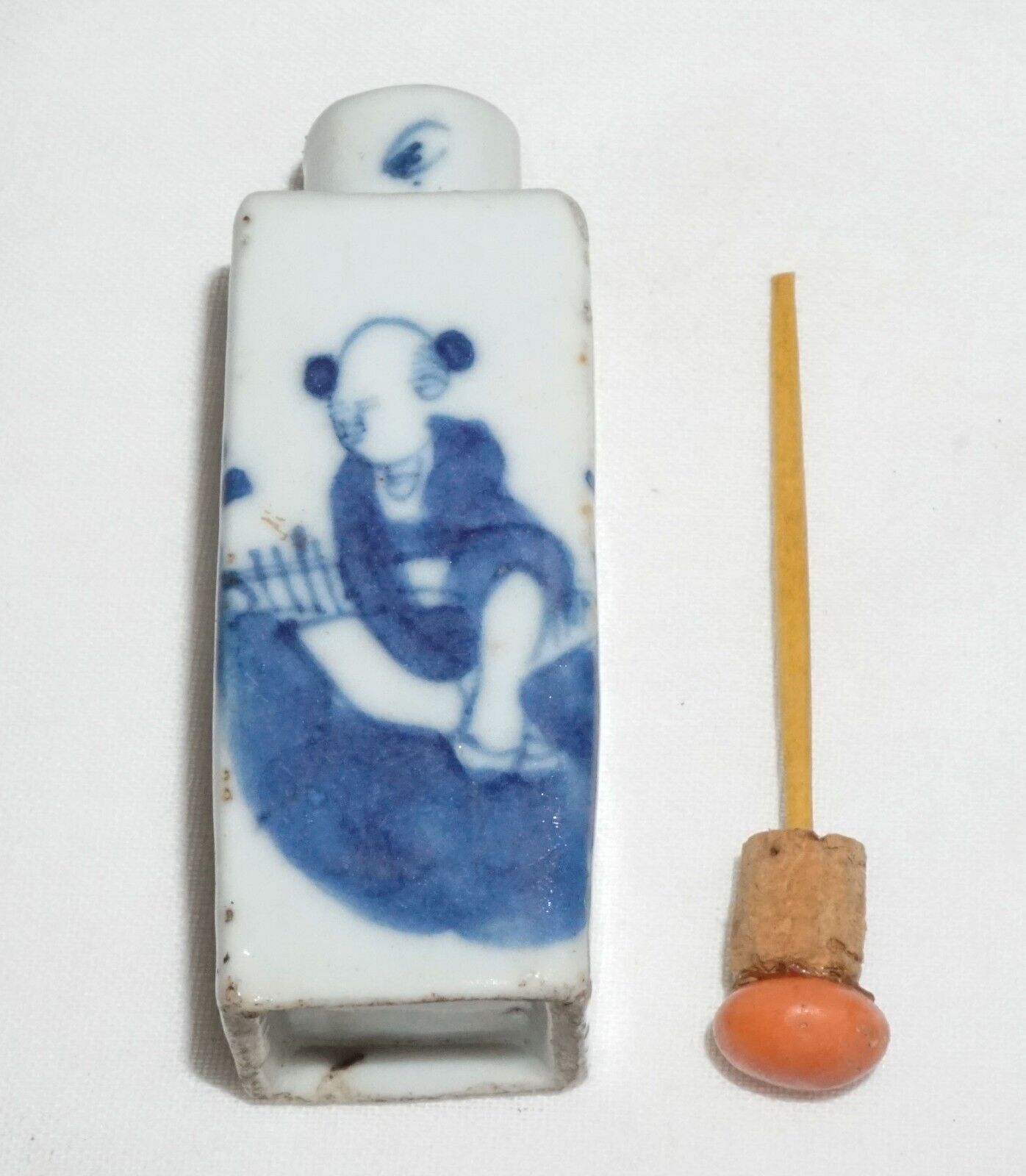 Antique Chinese B&W Porcelain Snuff Bottle w. Figure in Landscape Motif (LLA)