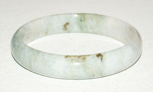 20C Chinese Off White & Green Jadeite Jade Bangle Bracelet (HaY)#15