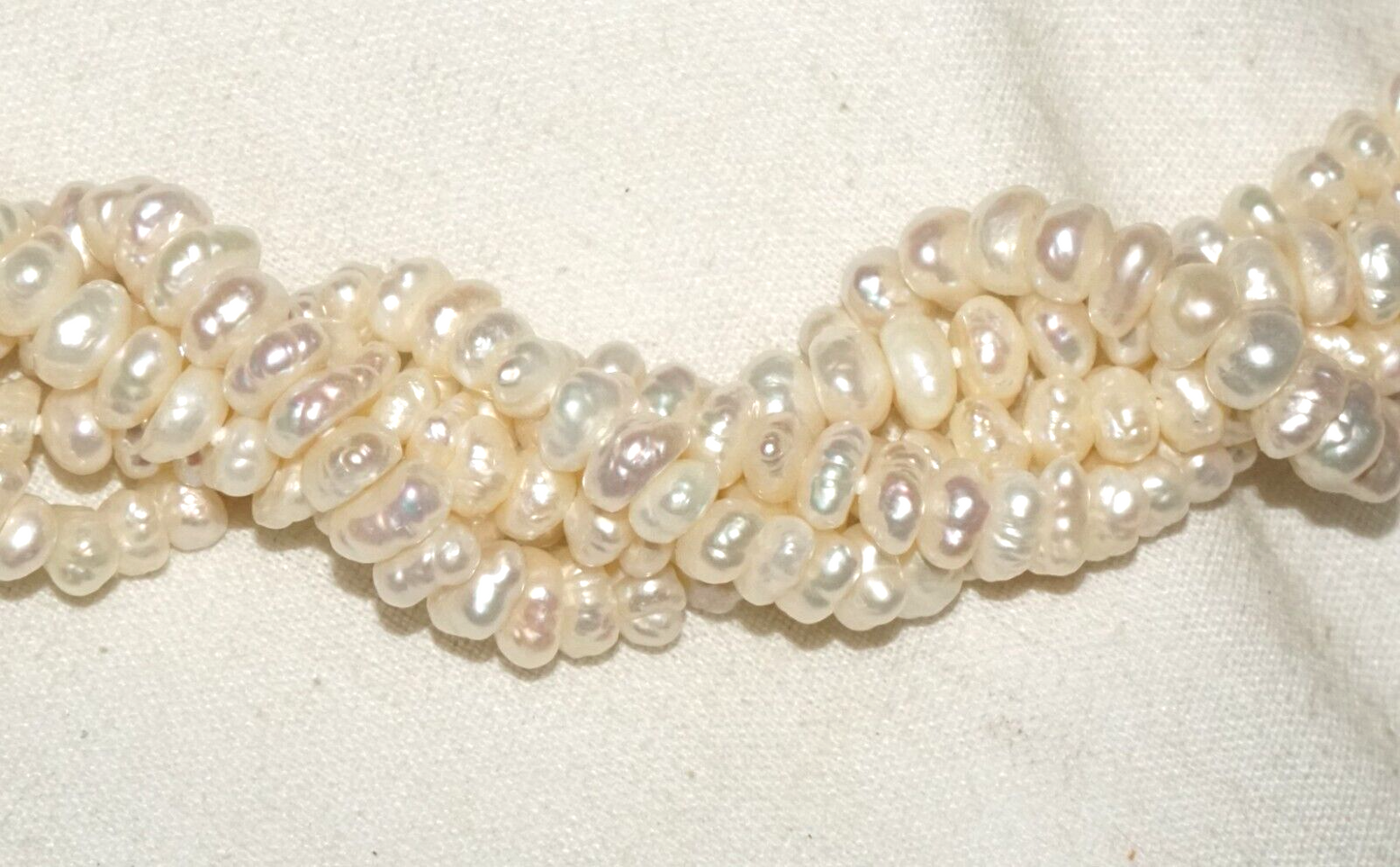 Vtg. 5x Strand Mini Baroque Pearl Necklace w. 14k Yellow Gold Clasp (GoB) #19