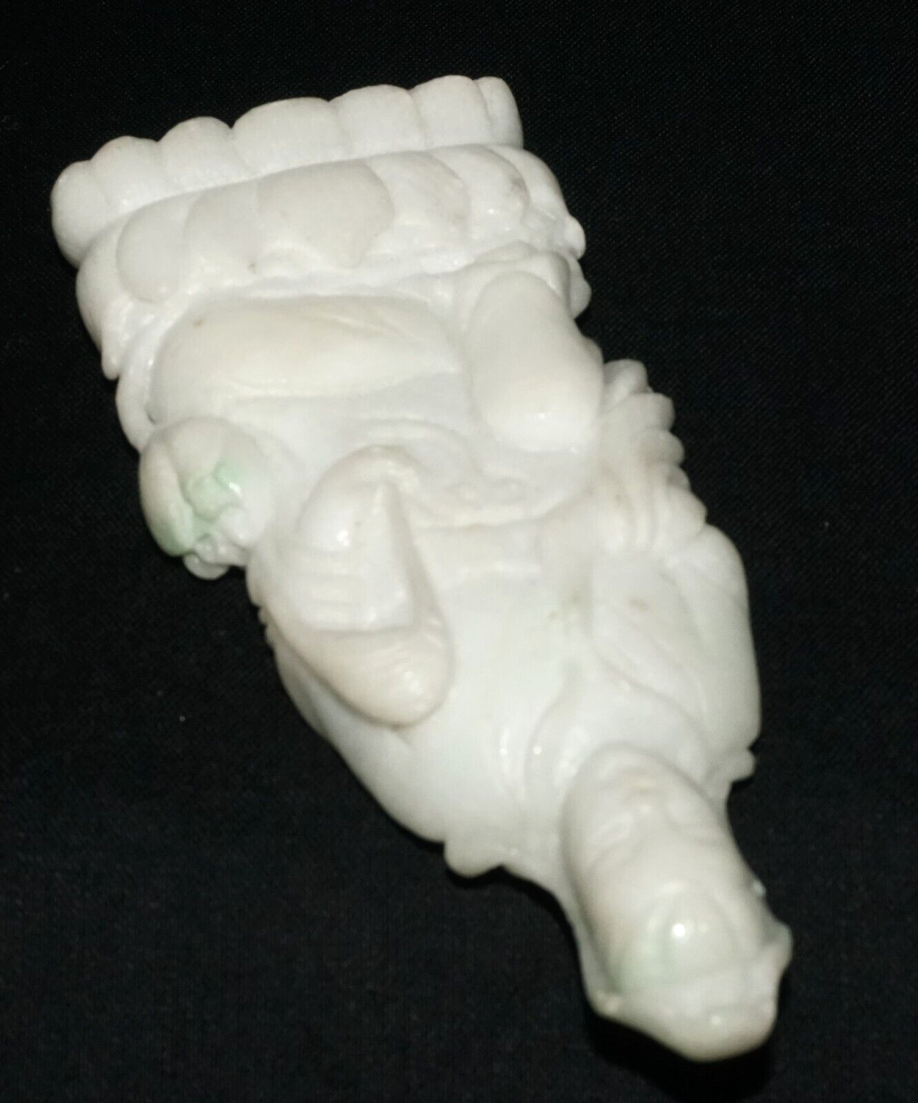 Vintage Chinese White Jadeite Jade Kwan Yin on a Lotus Base (Les)L21