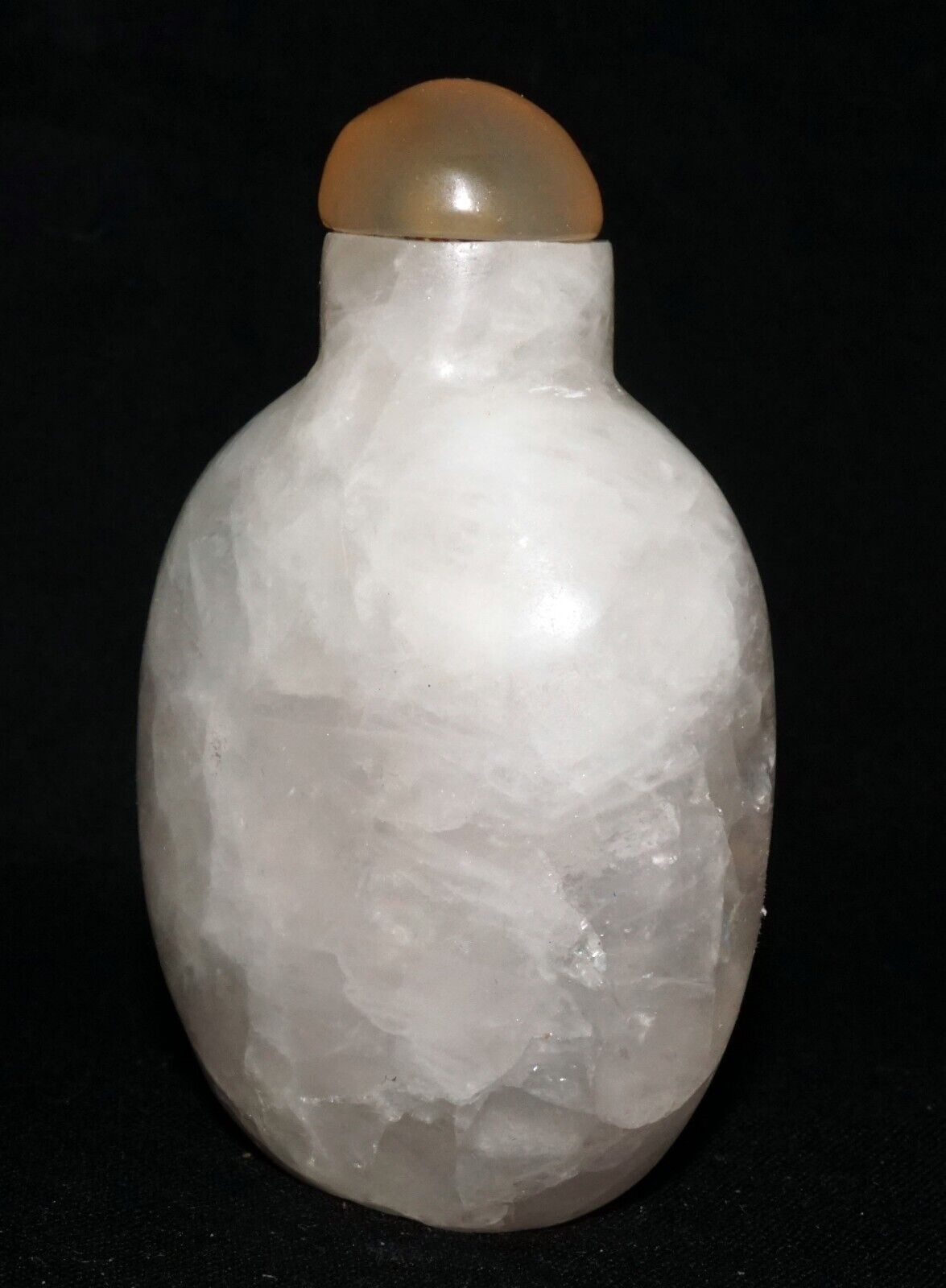 Vintage Chinese Heavily Included White Quartz Carved Snuff Bottle (LeS) G11