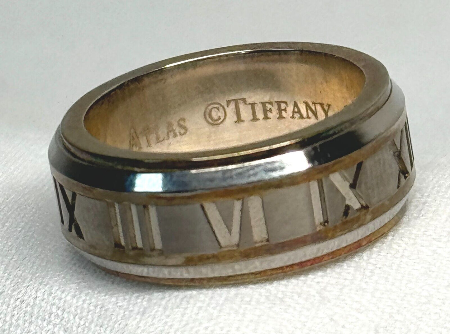 Tiffany & Co Atlas 925 Silver Ring Sz. 7.75 w Original Pouch & Box (InS)45