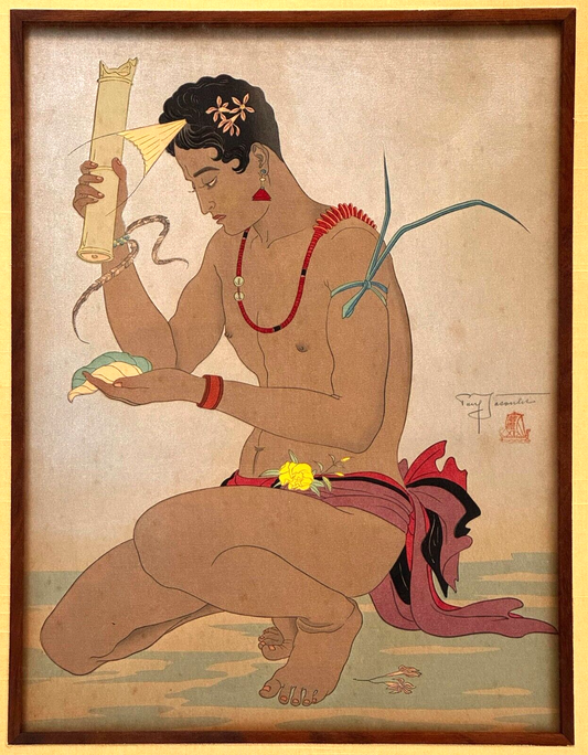 1939 Japanese Woodblock Print "Le Betel 'Yap" by Paul Jacoulet (KuK)