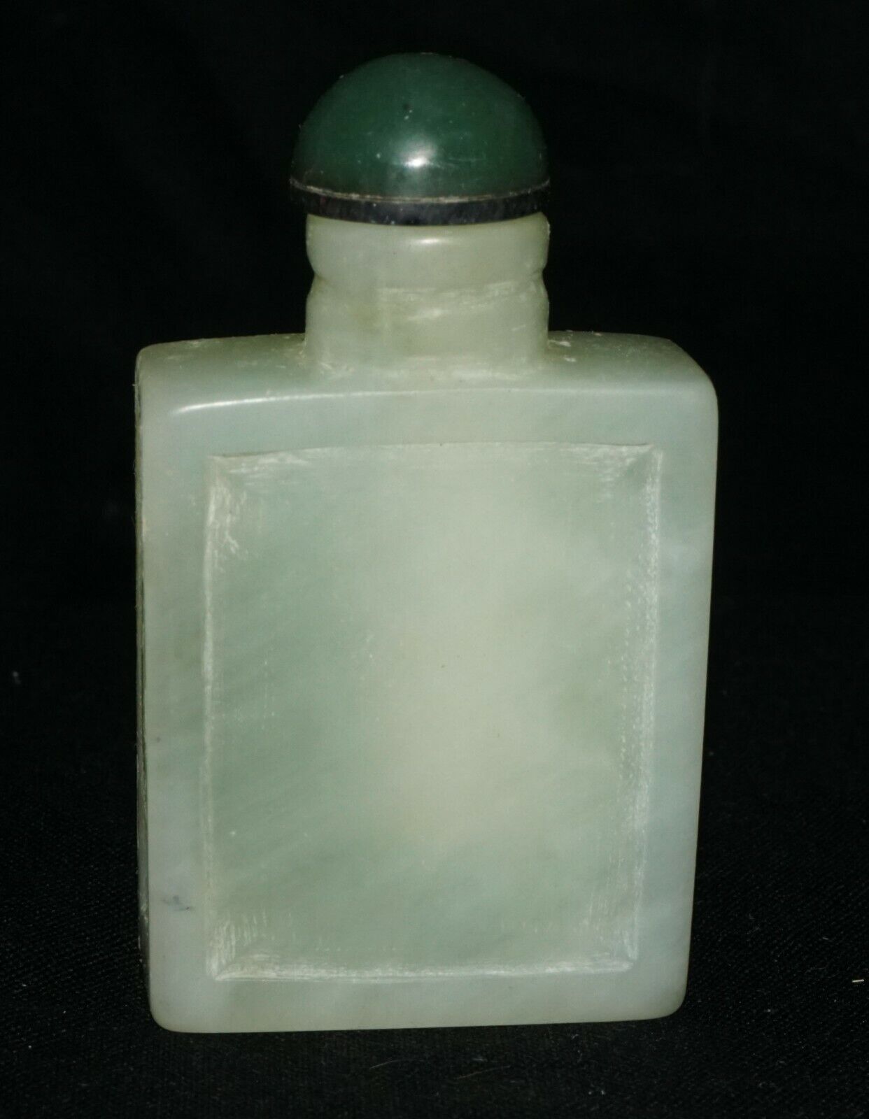 Vintage Chinese Jade Carved Snuff Bottle w. Bamboo Motif & Jade Stopper (LeS) G2