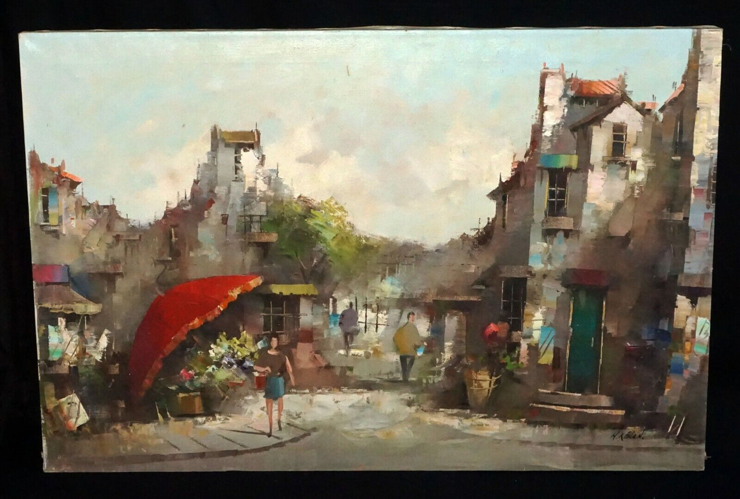 Vintage Dutch Oil Painting Village Street Scene by Harry Koolen (1904-1985)(HoL)