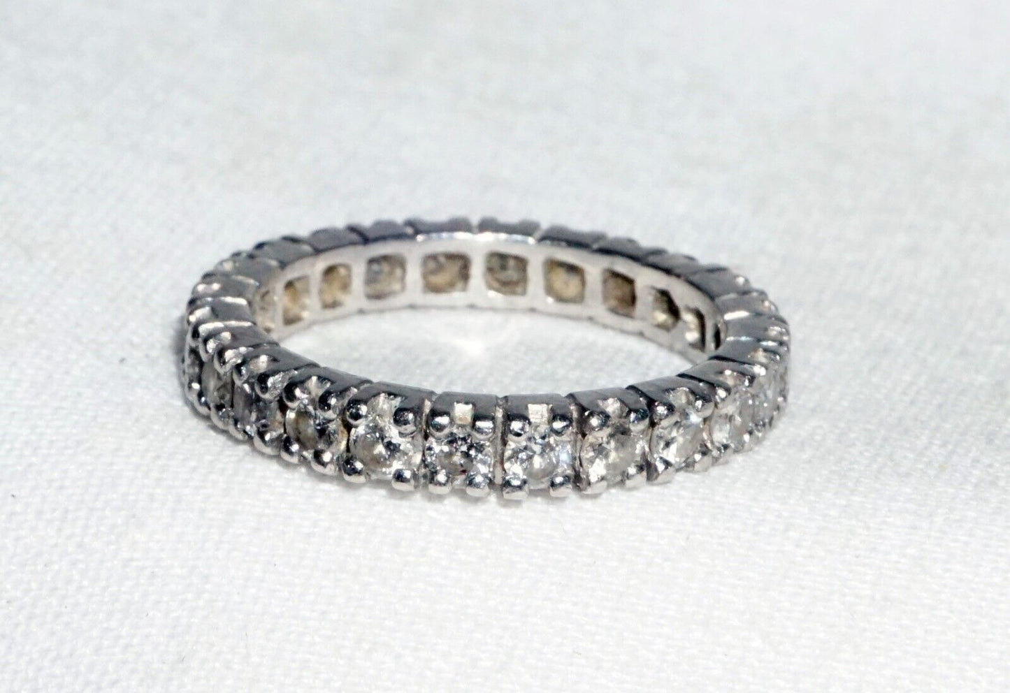 Vintage Platinum Full Eternity Wedding Band Ring Sz.5.25 w. 24x Diamonds (---)