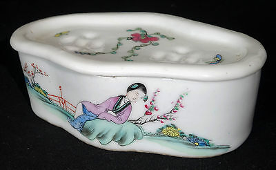 19CT Chinese Porcelain Perfumer w. Famile Rose Meiren Garden Motif (Kom) IC