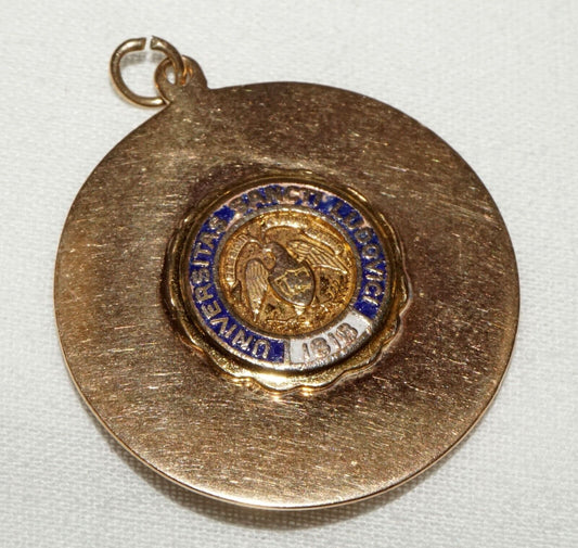 Vintage US 14k Y. Gold & Enamel Pendant Georgetown University Seal Motif (MuS)