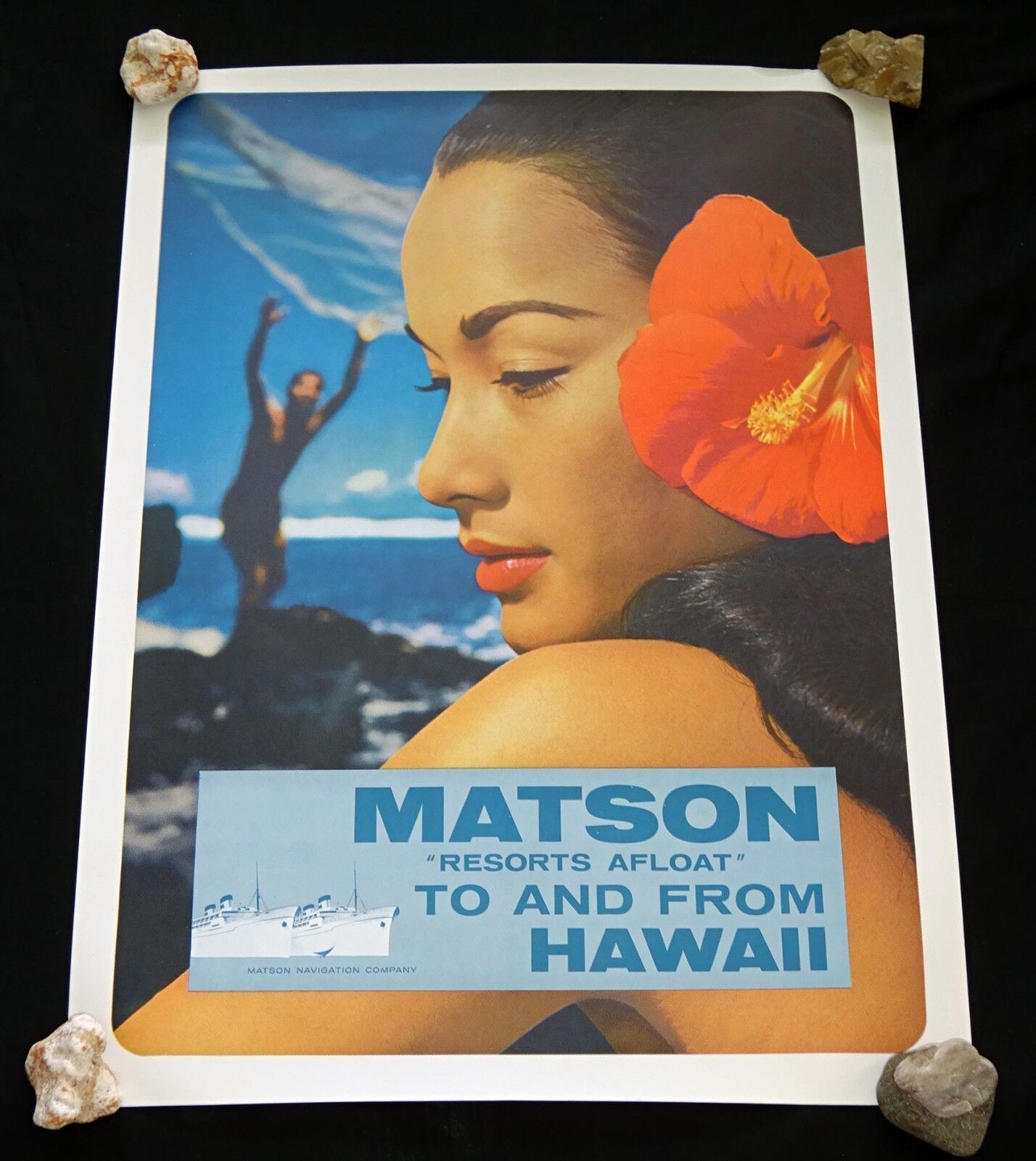 1960s Original Hawaii Matson Resorts Afloat to & from Hawaii Poster (HoT)#50