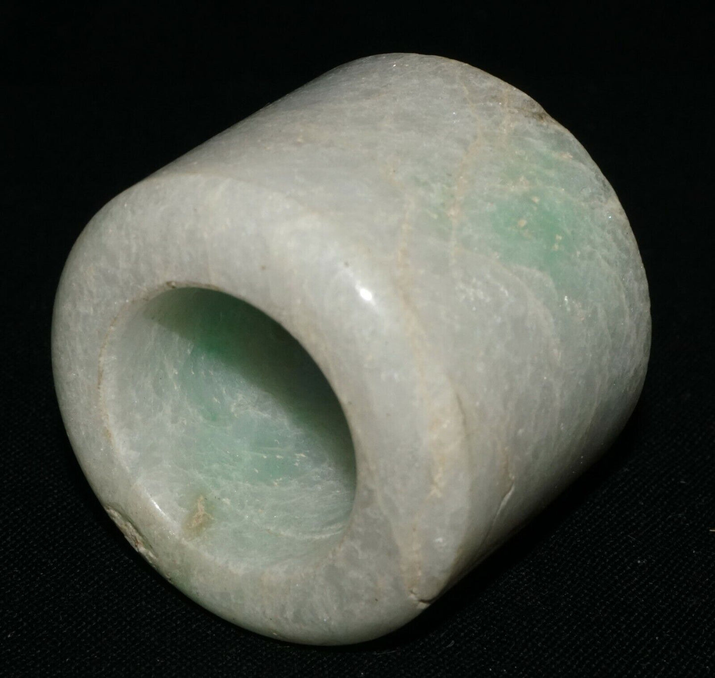 Vintage Chinese Jadeite Jade Archer Ring Sz.11 w. Green Markings (LeS)G2