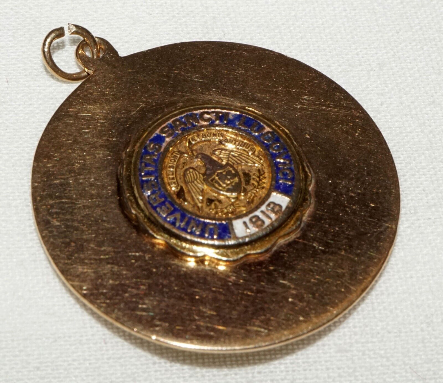 Vintage US 14k Y. Gold & Enamel Pendant Georgetown University Seal Motif (MuS)