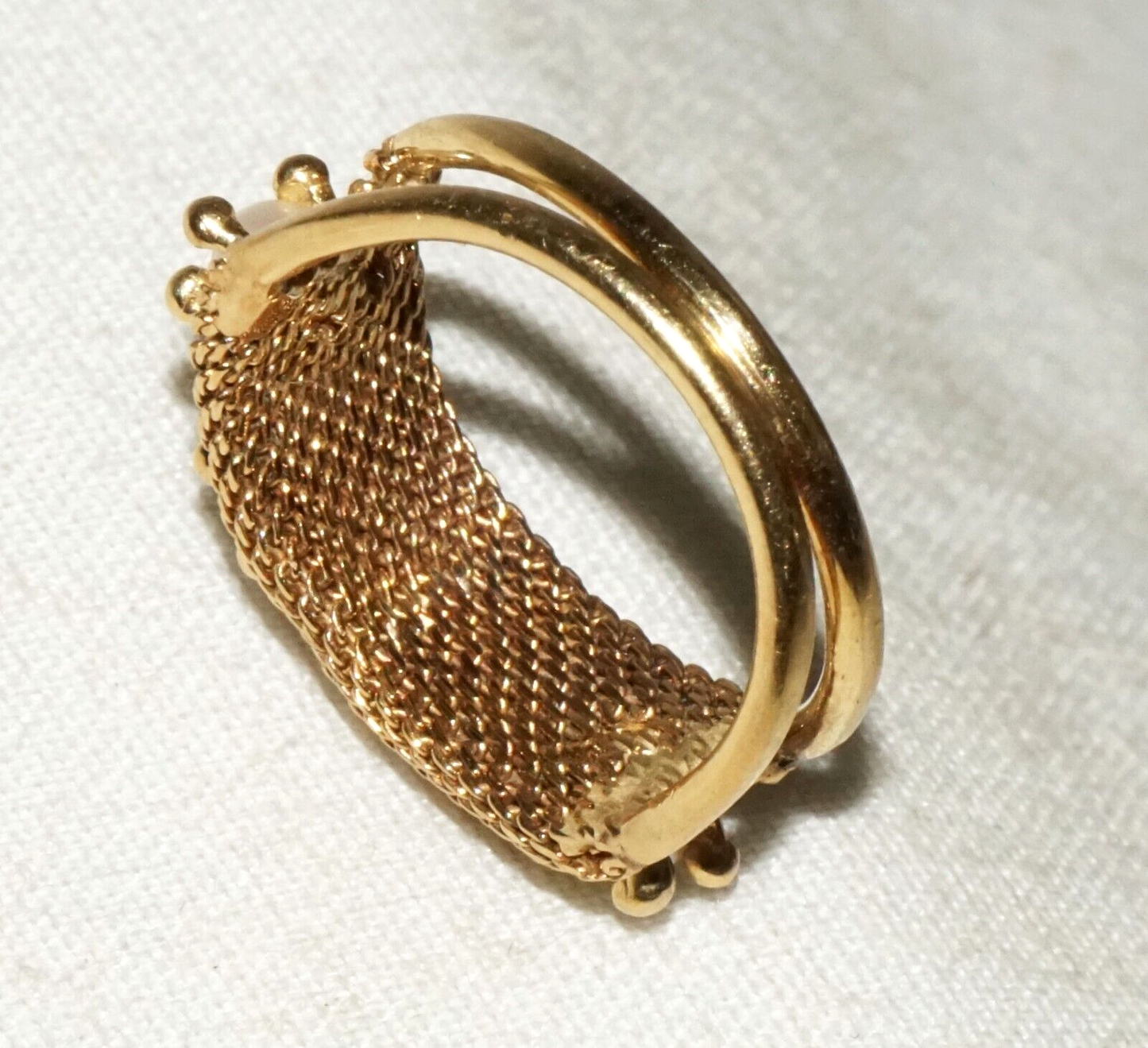 Vintage Yellow Gold Ring Sz.5 w. Woven Accent set w. 4x Pearls (BeM)#3