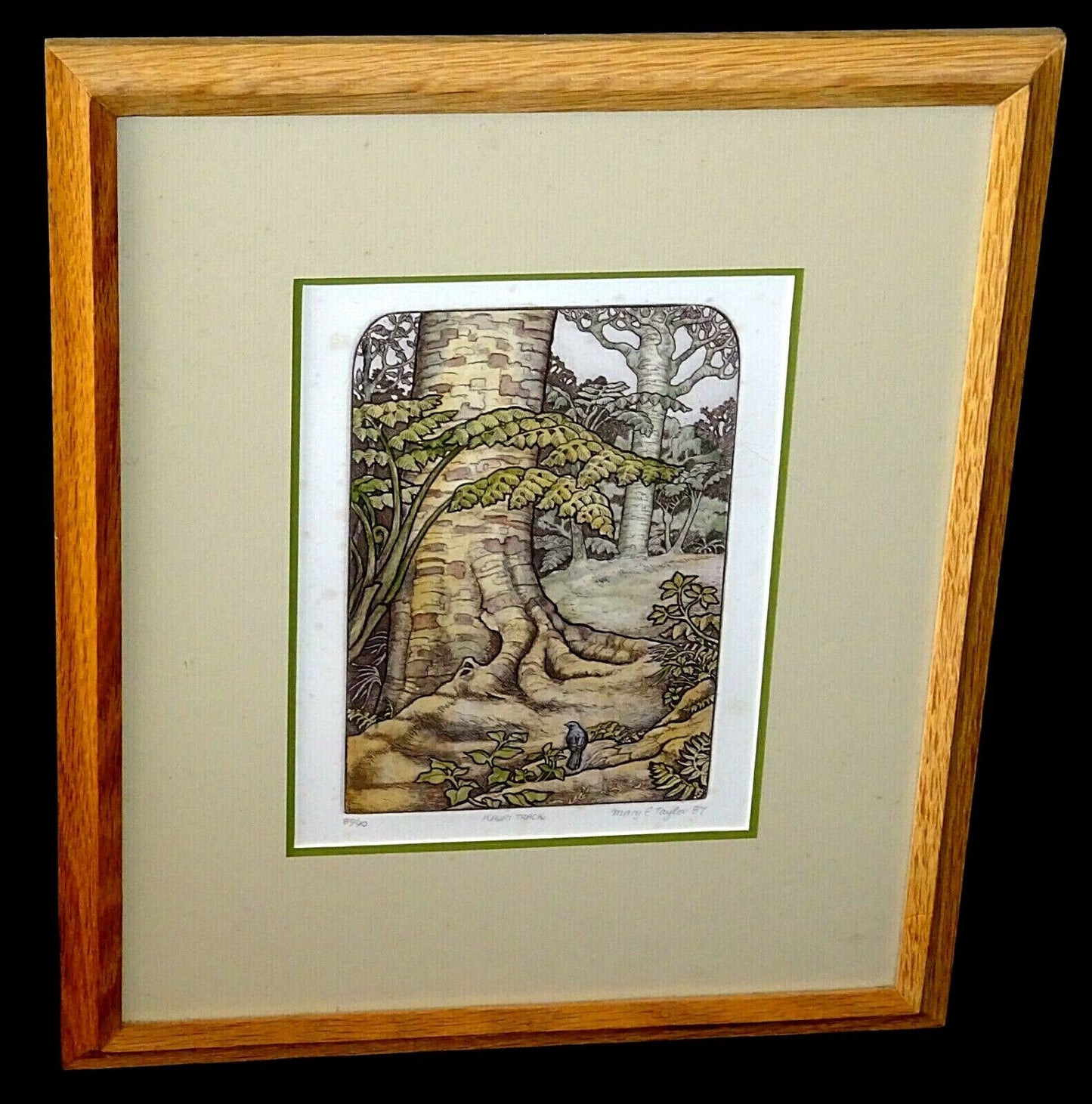 1987 New Zealand Etching Print "Kauri Track" by Mary E. Taylor (b.1948)(ScD)