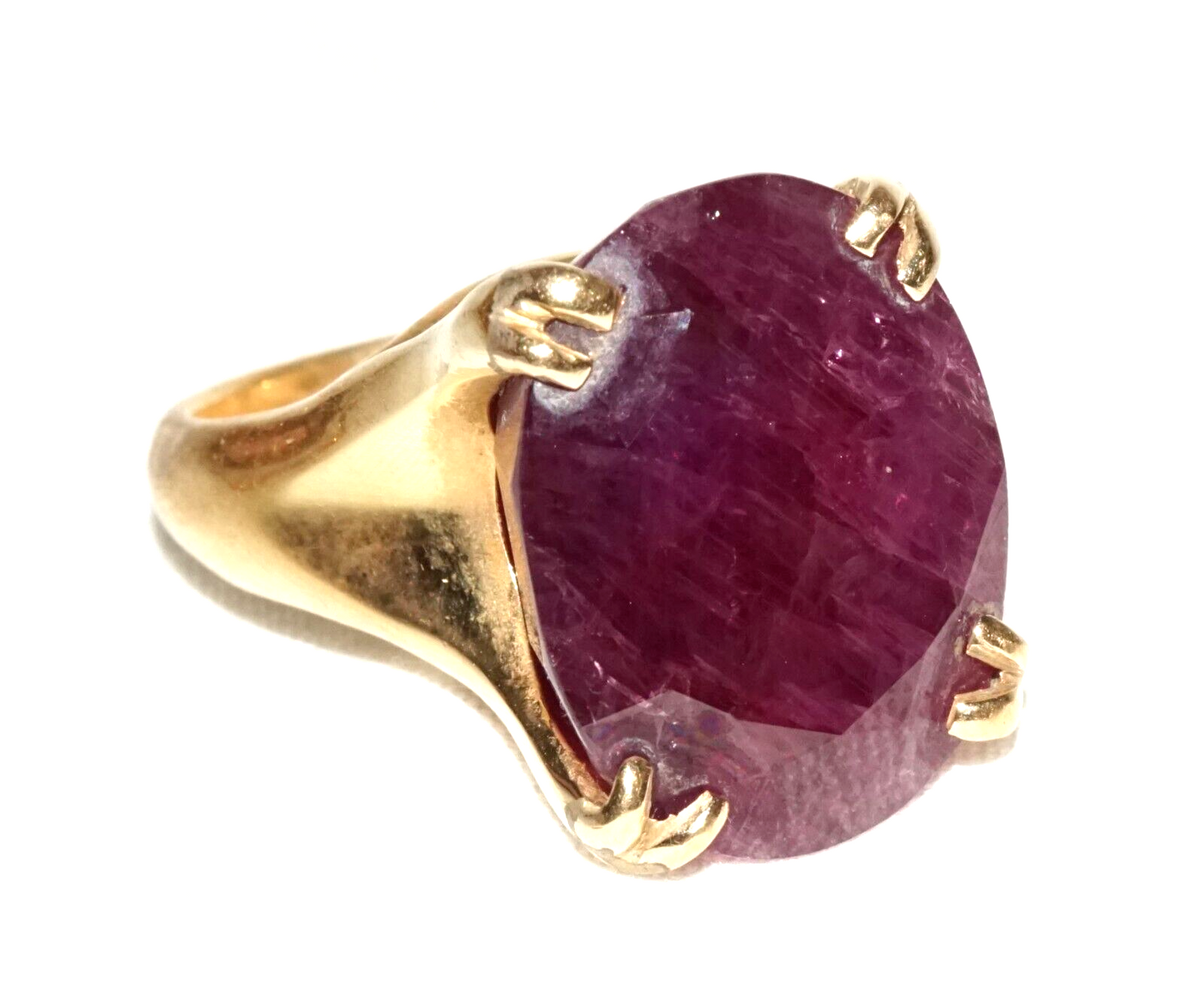 Vintage 14k Yellow Gold Ring Sz.6.75 w. 1x Large Ruby approx. 28ct. (LeS)L22