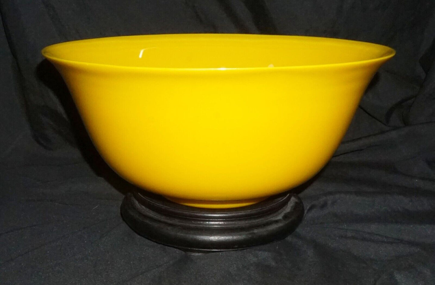 18/19C Chinese Qing Marked LG Yellow Peking Glass Bowl & Stand Qianlong (MiM)