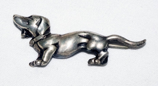 1950 Swedish Sterling Silver Dachshund Wiener Dog Brooch Pin by WGJ (ShI)