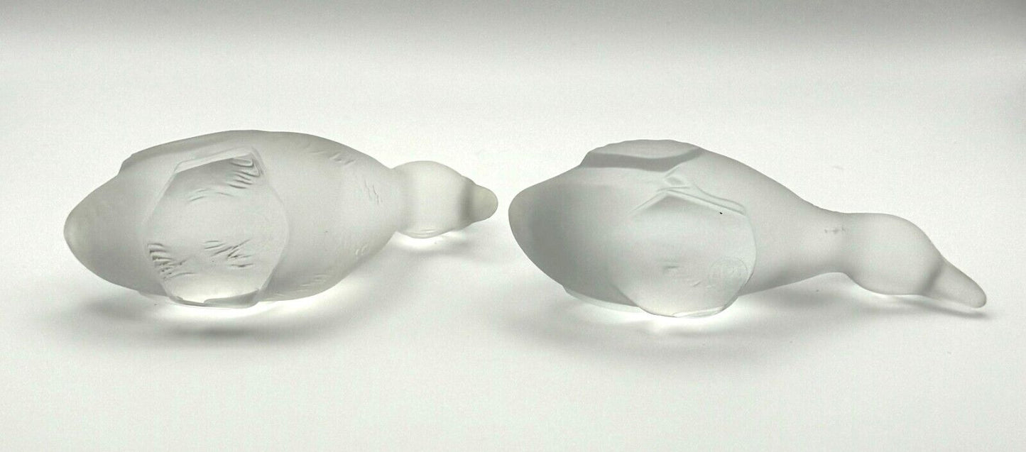 Set of 2 Vintage French Baccarat Crystal Duck Figurines (TuC)