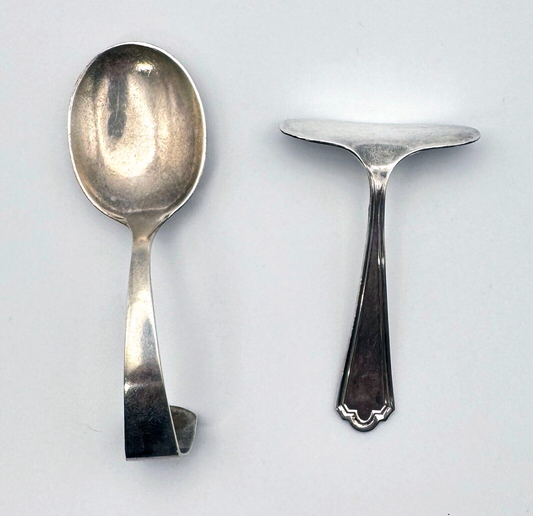 Vintage Sterling 925 Baby Infant Silverware / Pusher & Spoon (MiM)