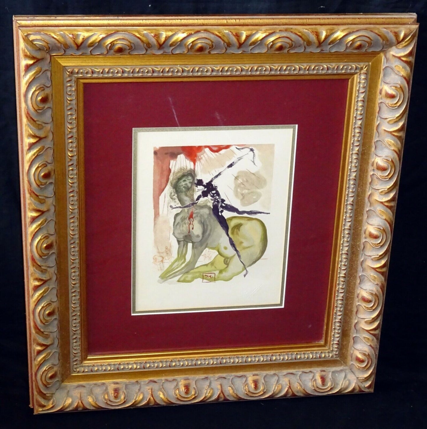 Vintage Spanish Framed Print Dante's Inferno The Minotaur by Salvador Dali (CuM)