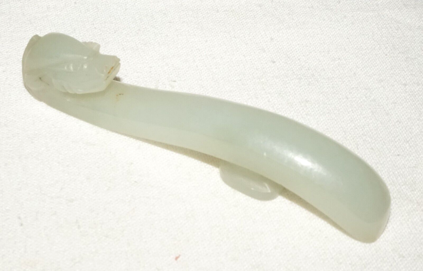 Antique Chinese Grey Green Nephrite Jade Dragon Belt Hook (UVi)#16