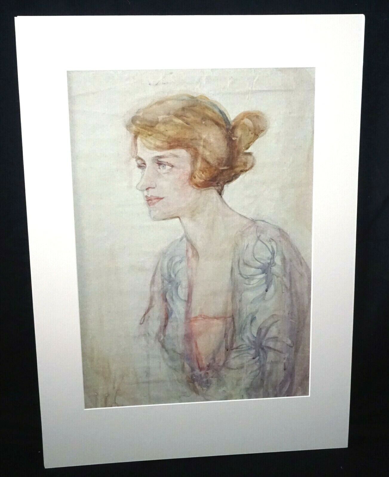 1920s Hawaii WC Painting Self Portrait by Madge Tennent (1889-1972)(DAT)#12