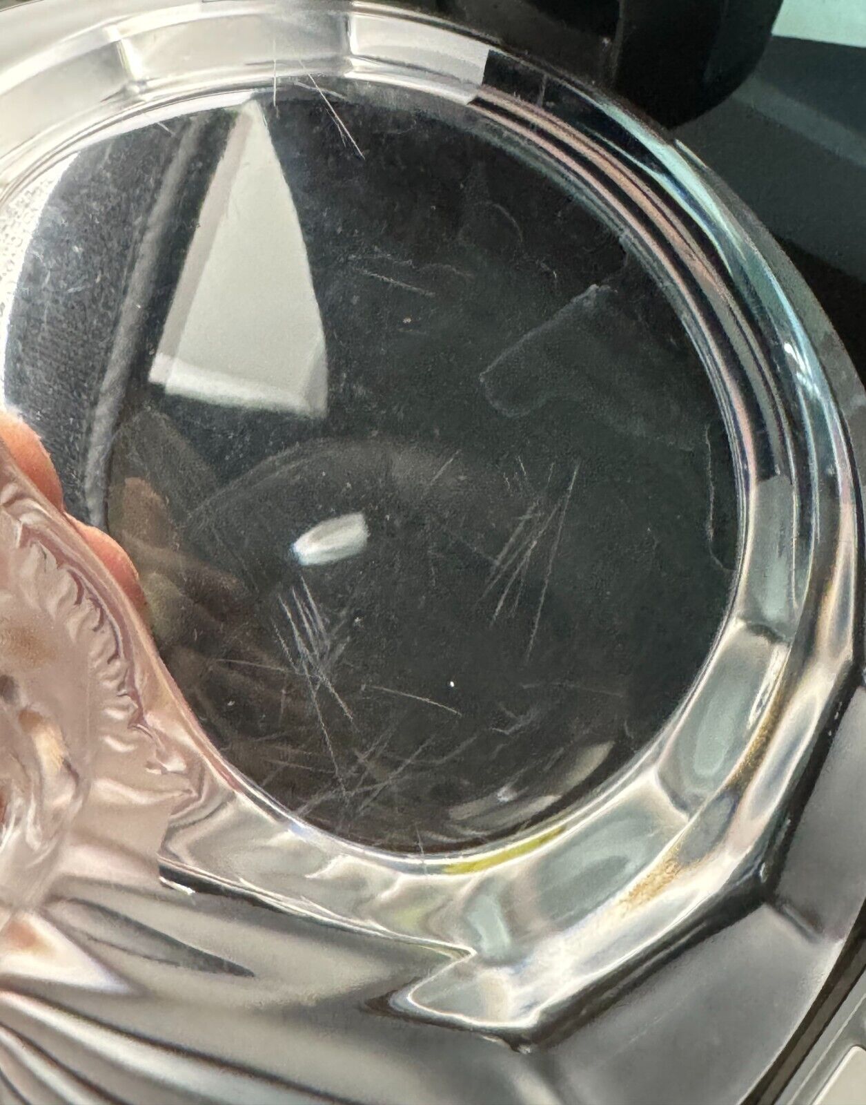 Vintage- French Lalique Crystal Lion Ashtray or Valet / Jewelry Dish