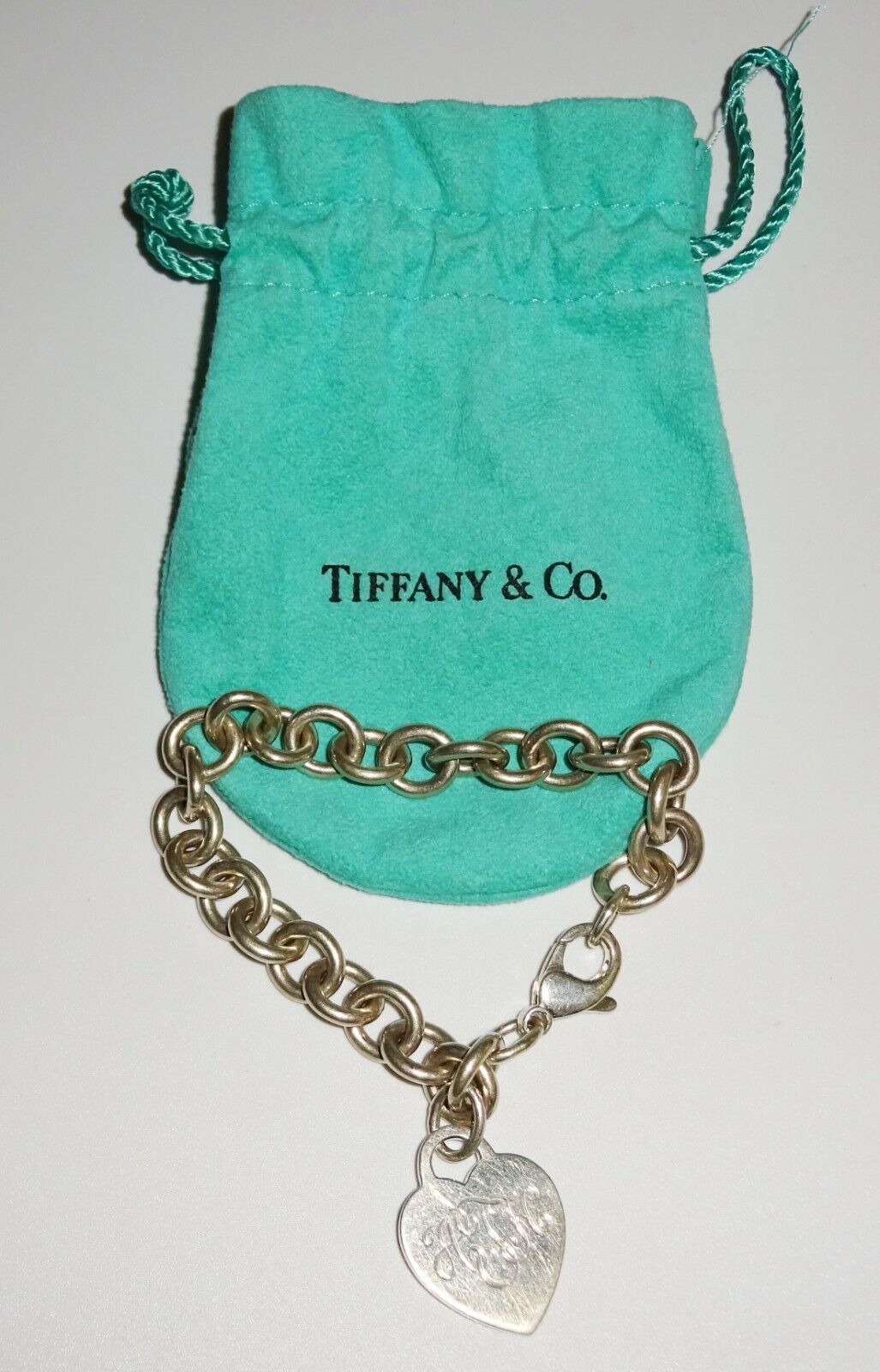 Vintage US Sterling Silver Heart Tag Oval Link Bracelet by Tiffany & Co. (HoP)