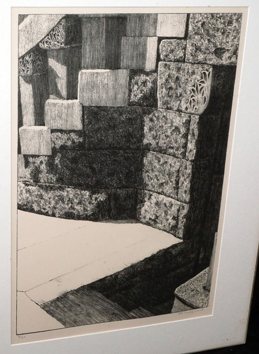 1975 German/US Litho Print 9/20 Stairs by James Karl Sundquist (b. 1949)(PaR)