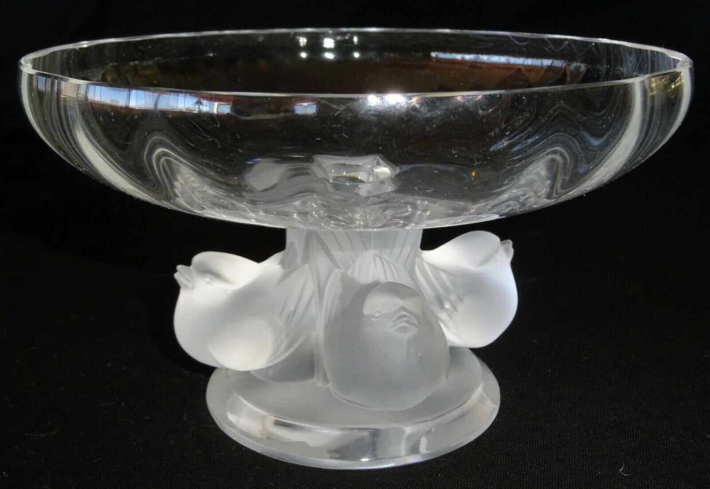 Vintage French Nogent 4 Sparrow Birds Footed Compote Bowl by Lalique (MeG)