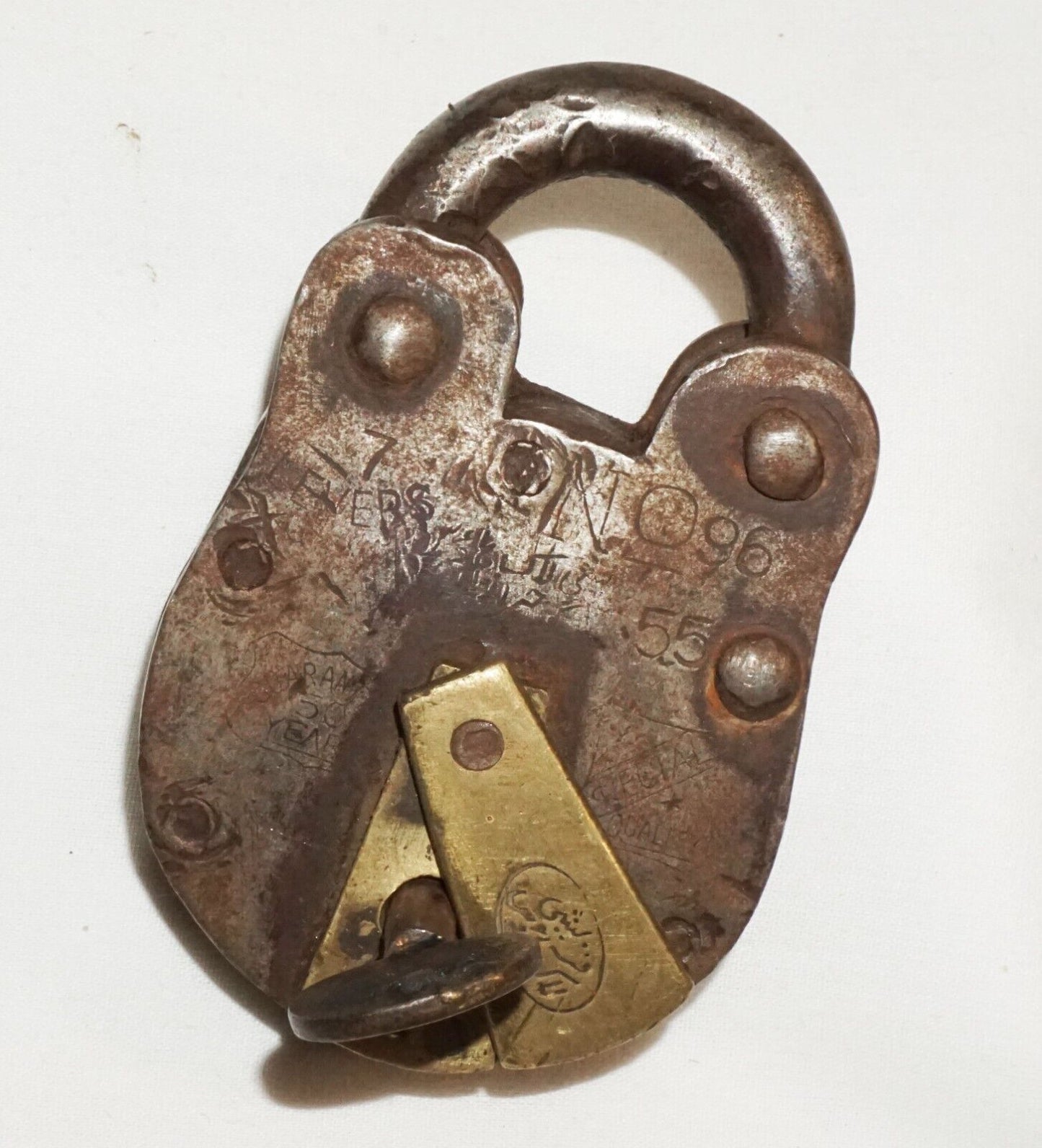 Antique Persian Brass Padlock with Key - working (ChT)