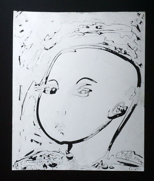 France Hawaii Outsider Art Mixed Media Ink Painting Figure Claude Vedel (EtJ)#27