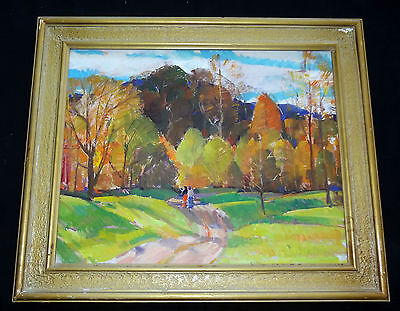 1950s AMERICAN OIL on CANVAS PAINTING "AUTUMN SCENE" by CARL WILLIAM PETERS (Jos