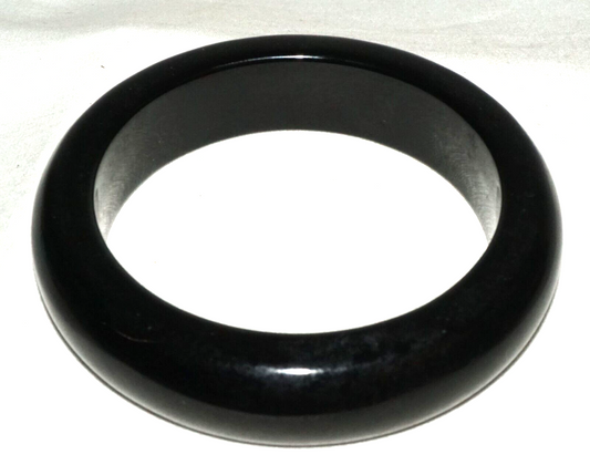 Vintage Chinese Chunky Black Onyx Bangle Bracelet (InS)#L3