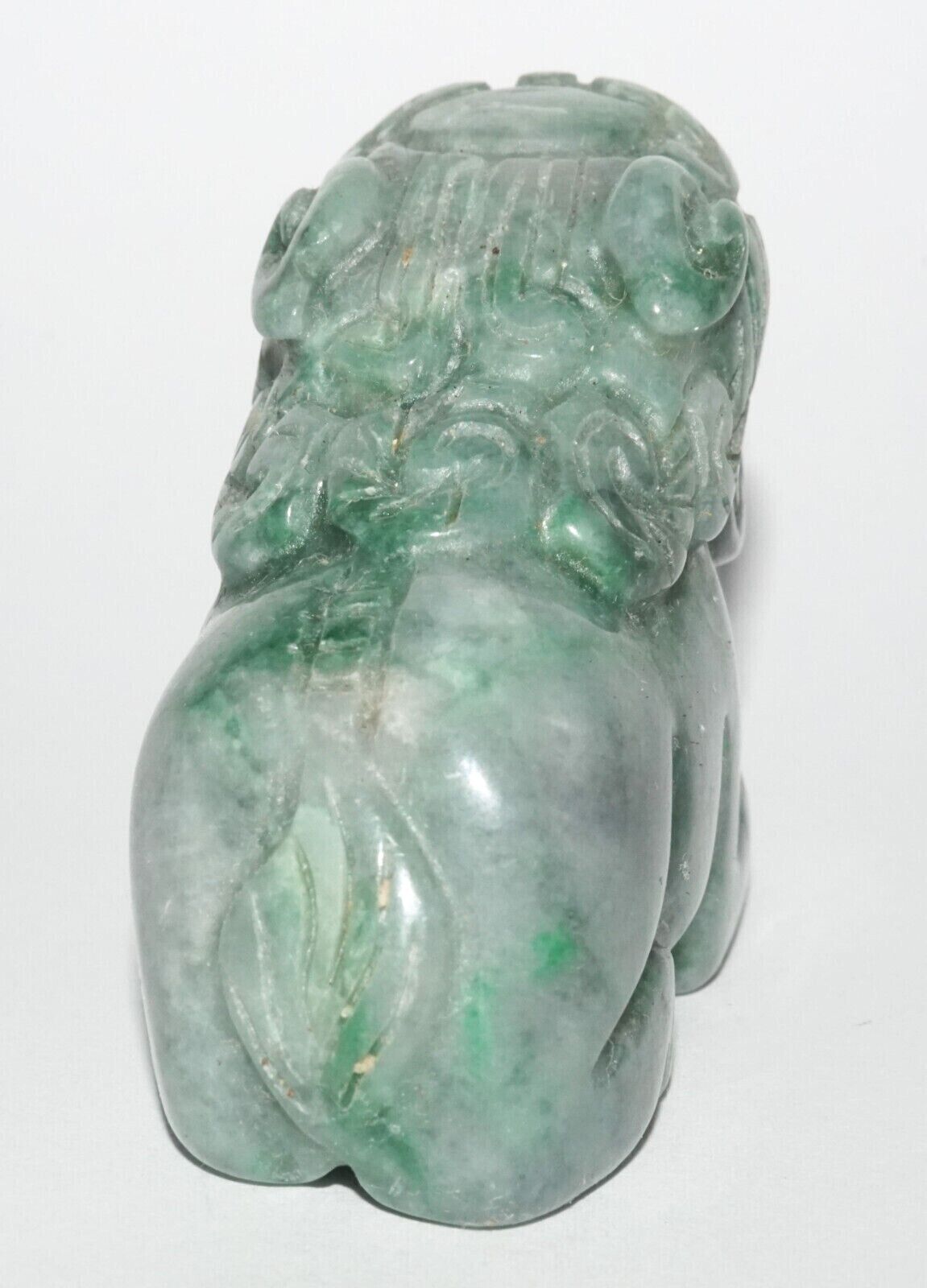 Vintage Chinese Jadeite Jade Carved Snuff Bottle w. Resting Foo Dog (LeS) G12