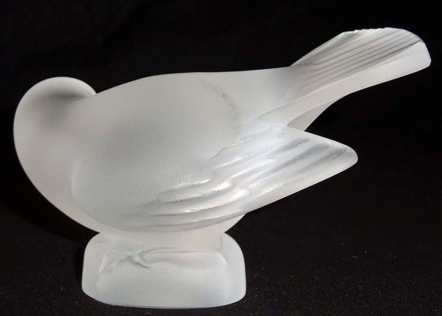 Vintage French Frosted Crystal Sparrow Wing Bird Sculpture by Lalique (MeG)