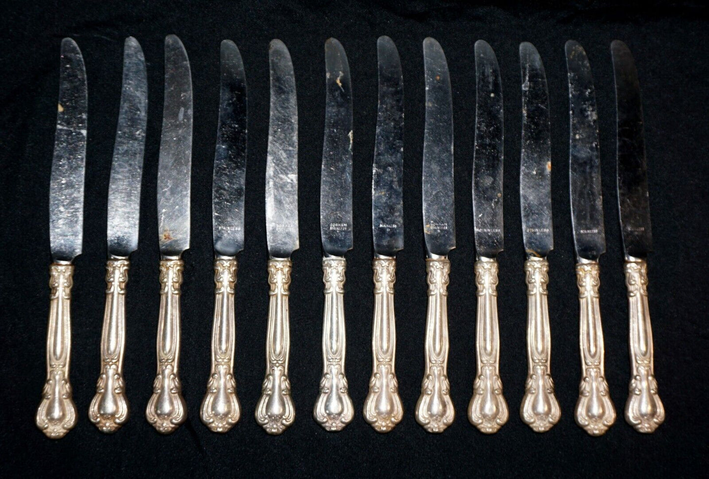 12Pc American Sterling Silver Luncheon Knives 8 3/4"-Gorham Chantilly 1895 (ChB)