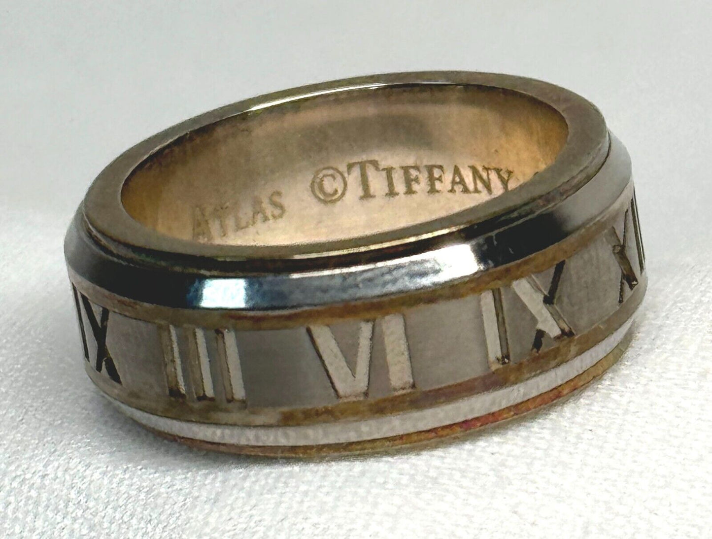 Tiffany & Co Atlas 925 Silver Ring Sz. 7.75 w Original Pouch & Box (InS)45