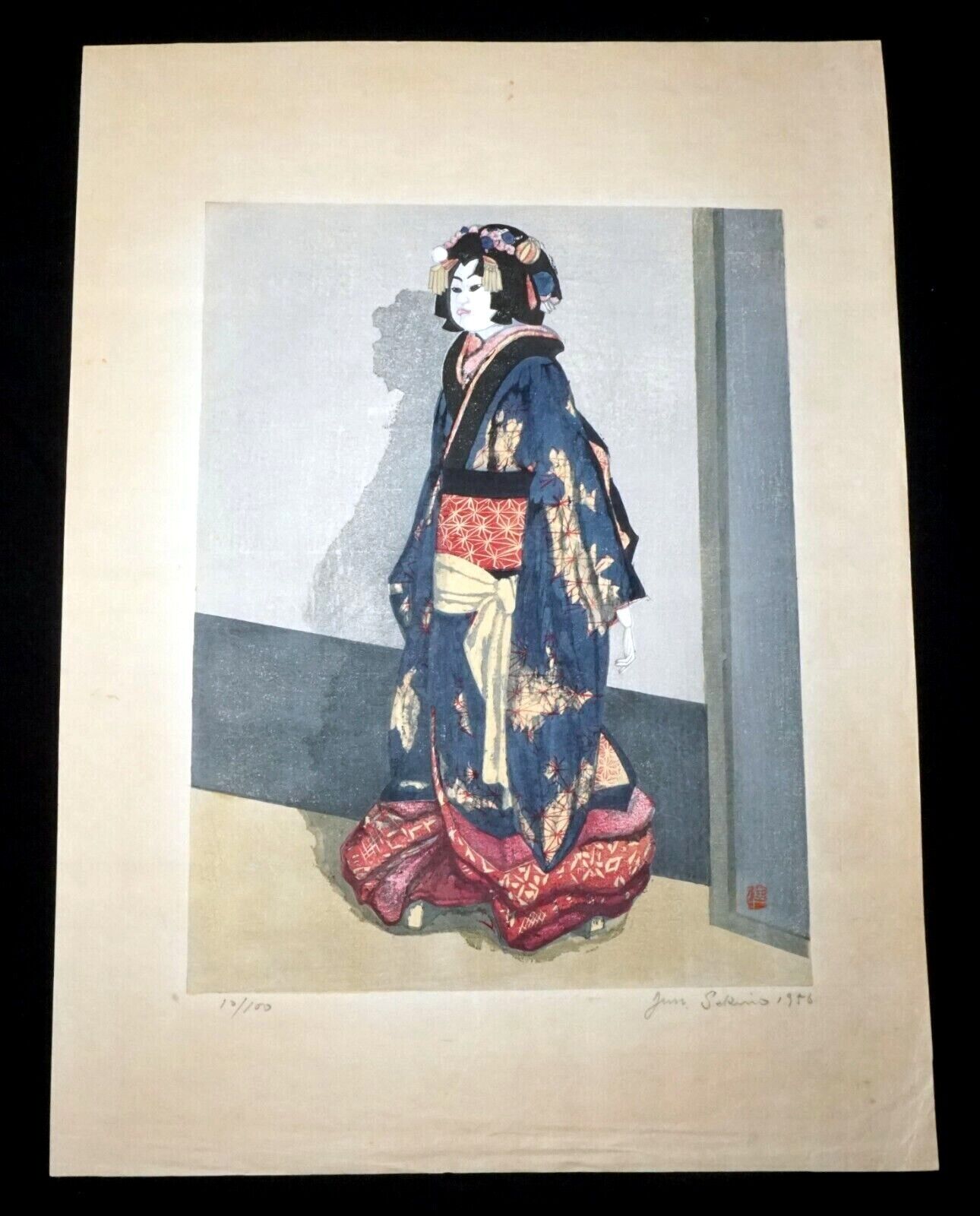 '56 Japanese Color Woodblock Print Bunraku Puppet by Jun'ichirō Sekino (SeF)