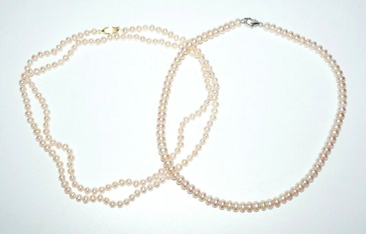 2Pc Single Strand Off White Cultured Pearl Necklace 16" & 35" (SaR)#455