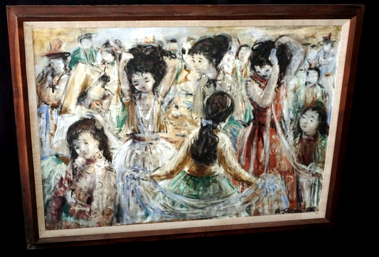 70s Hawaii Oil Painting Young Women Contest by Willson Stamper (1912-1988)(MeM)