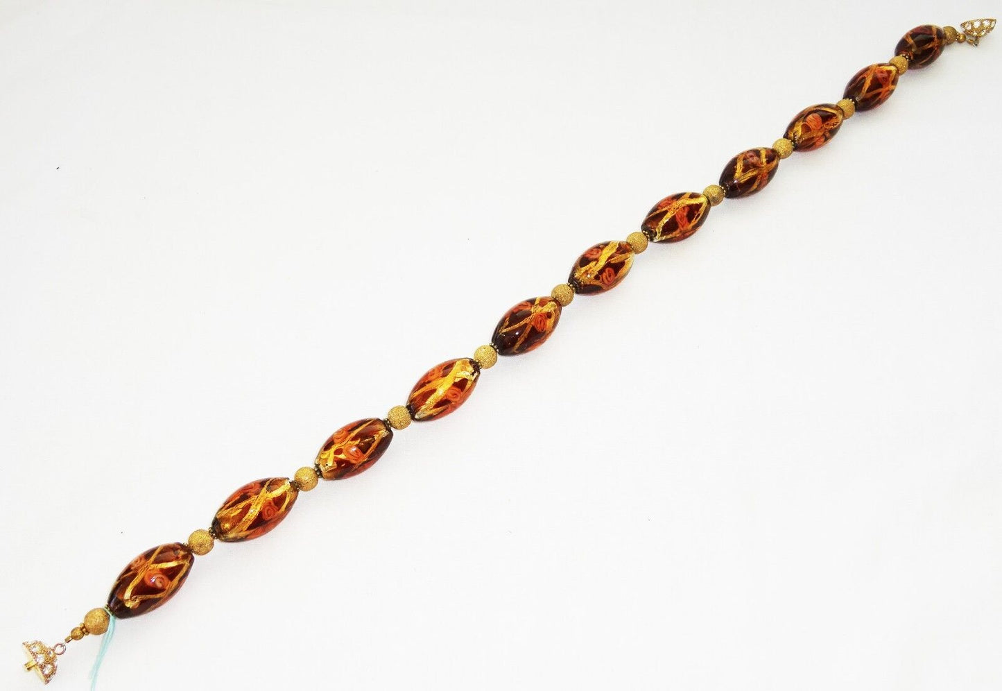 Vintage Hawaii Amber Color Glass Bead Necklace Designed by Russell Lowrey (Wel)
