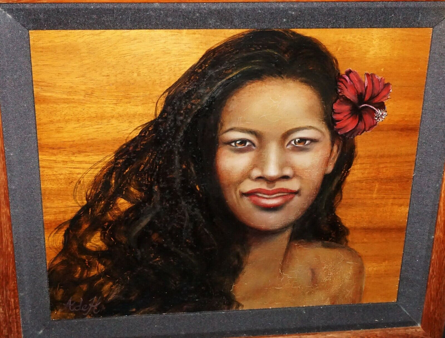 1990s Hawaii Oil Portrait Painting "Hawaiian Woman" by Alaina deHavilland (***)