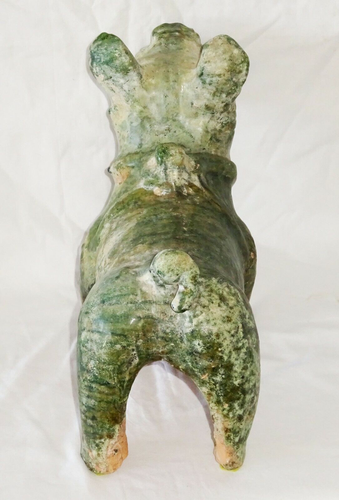 2000 Year Old Chinese Han Green Glaze Mortuary Figure Stout Dog Sculpture (DaM)