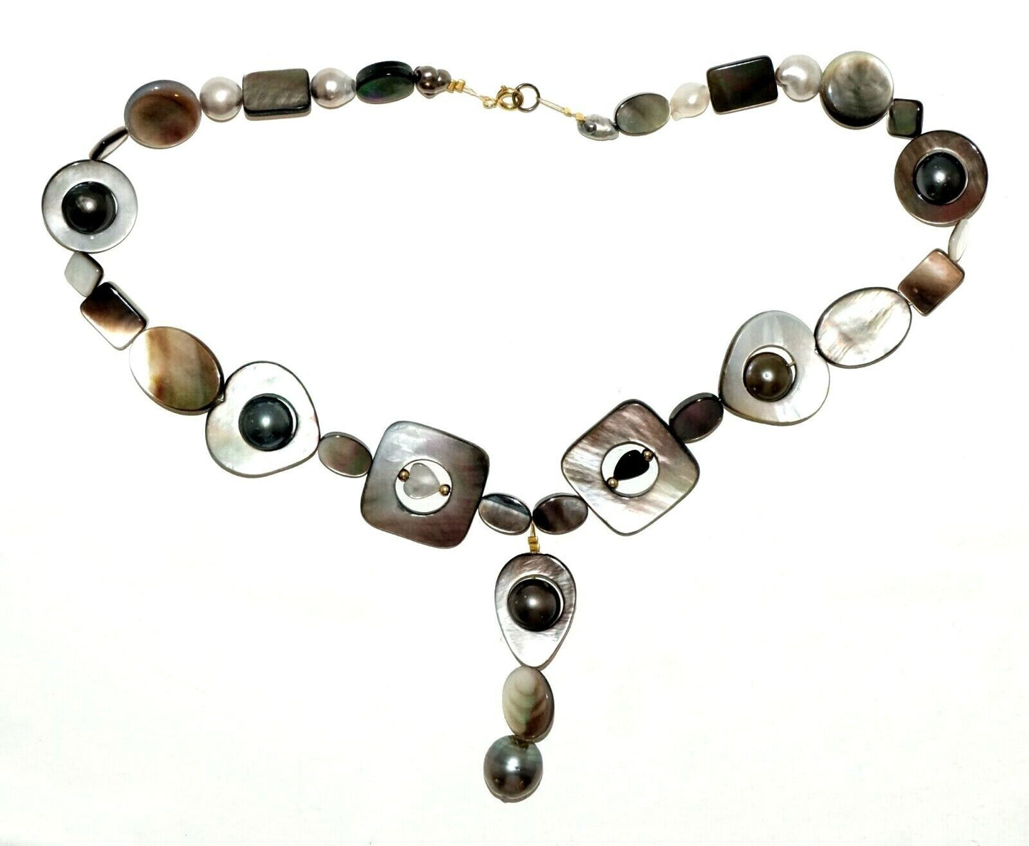 Vintage Tahitian South Sea Pearl & Mother of Pearl Bead Necklace (LeP)#2