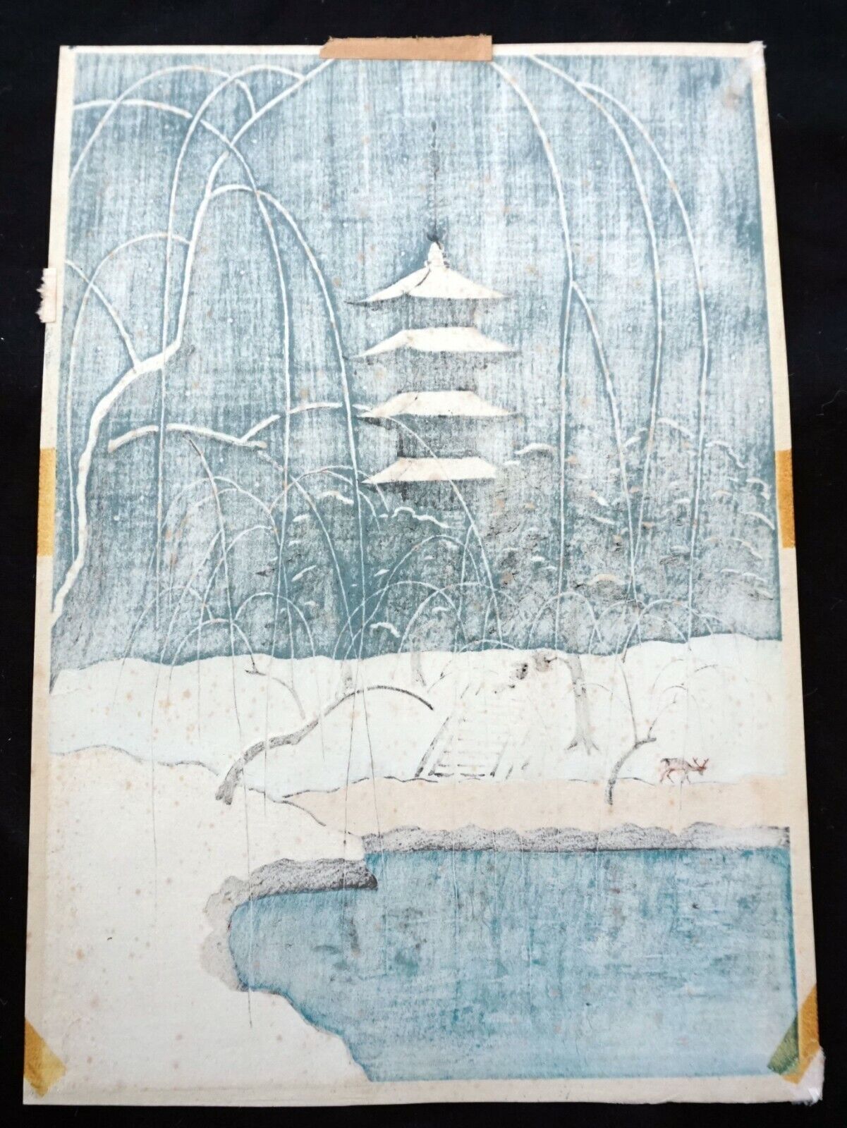 1950s Japanese Woodblock Print Kyoto Pagoda in the Snow by unknown artist (MoP)