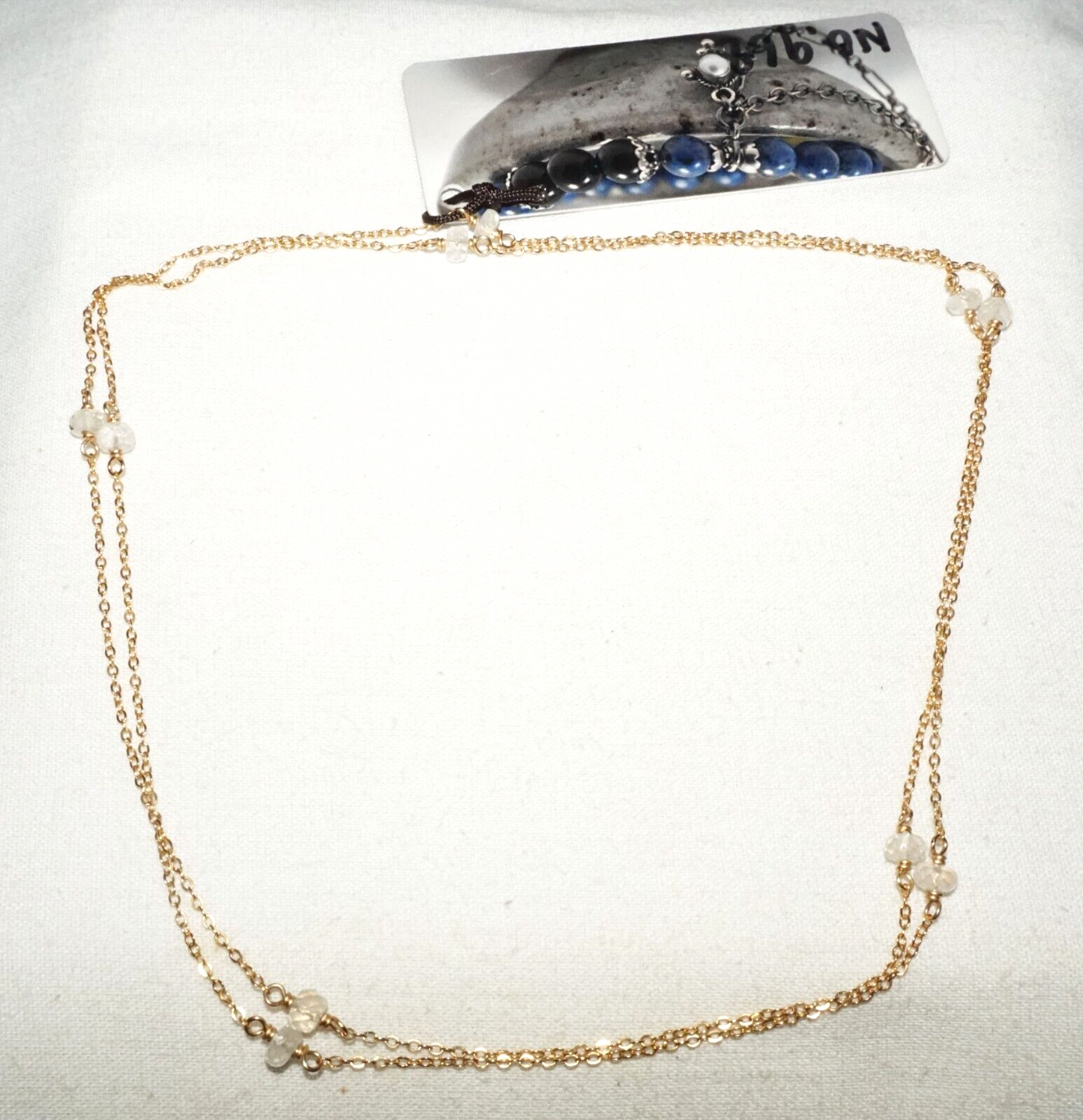 Vintage 14k Yellow Gold Chain Necklace set w. 10x Crystal Beads (KiL)