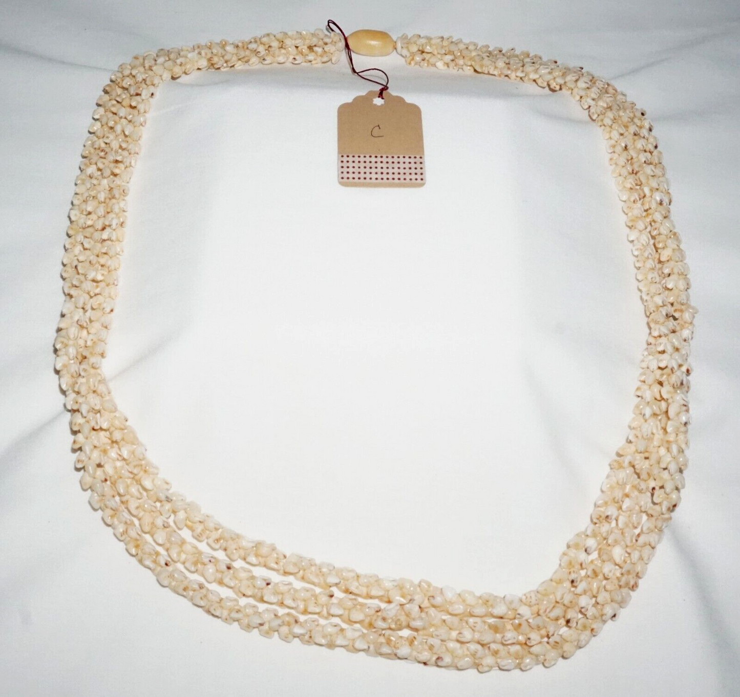 Vintage Hawaii 3x Strand Pikake Style Spotted White Niihau Shell Necklace (KiA)C