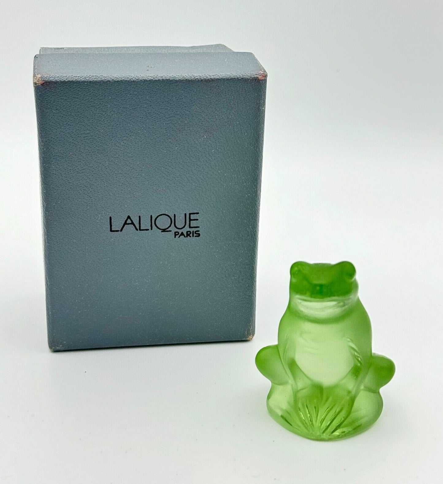 Vintage French Crystal Lalique Lime Green "Rainette Frog" Figurine 2" (InS)